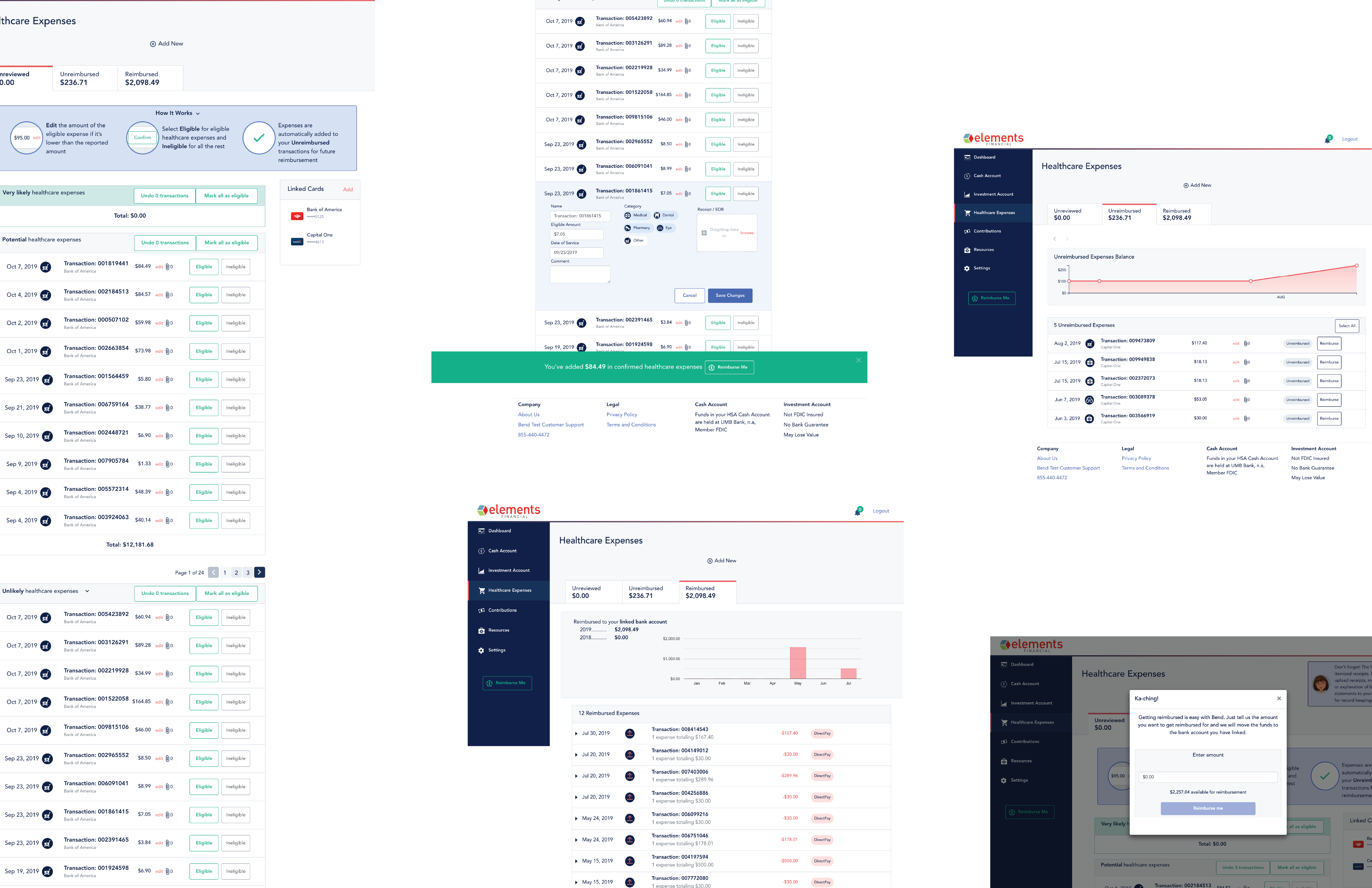 Current Bend HSA Portal UI screens